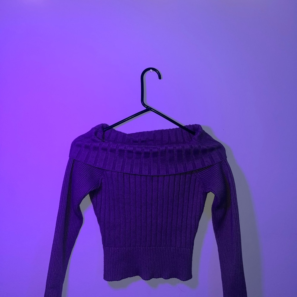 Purple Off-Shoulder Women’s Sweater